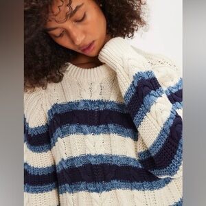 Free People Frankie Cable Knit Stripe Sweater Size XS